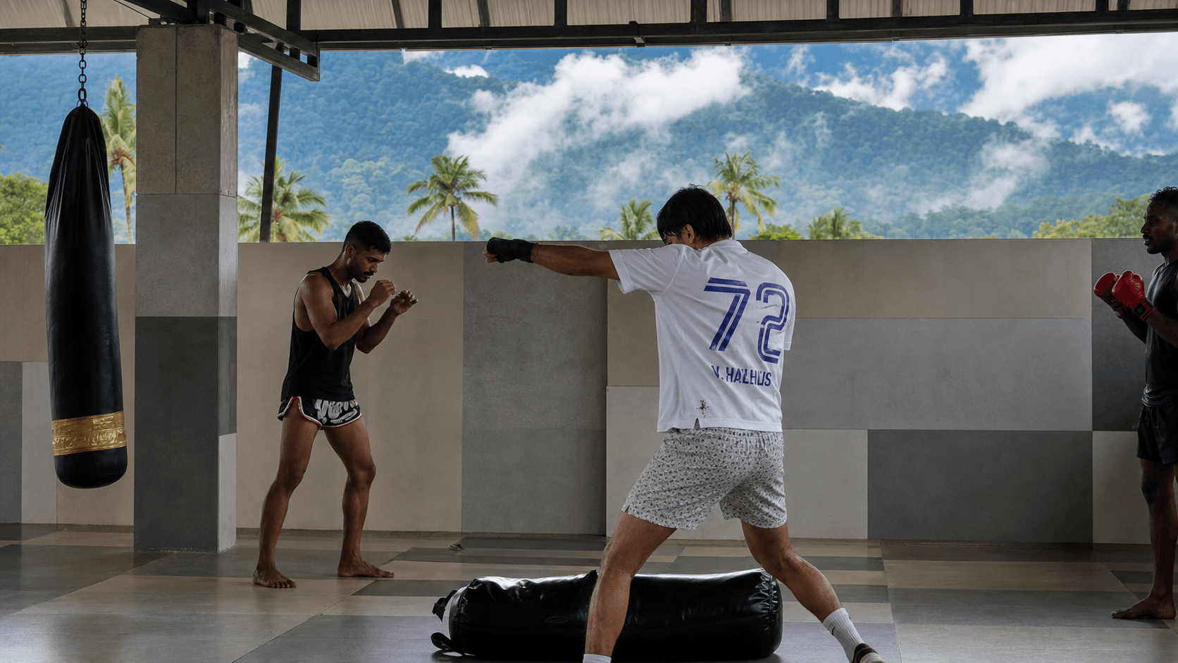 Valley MMA athletes training in an open-air gym